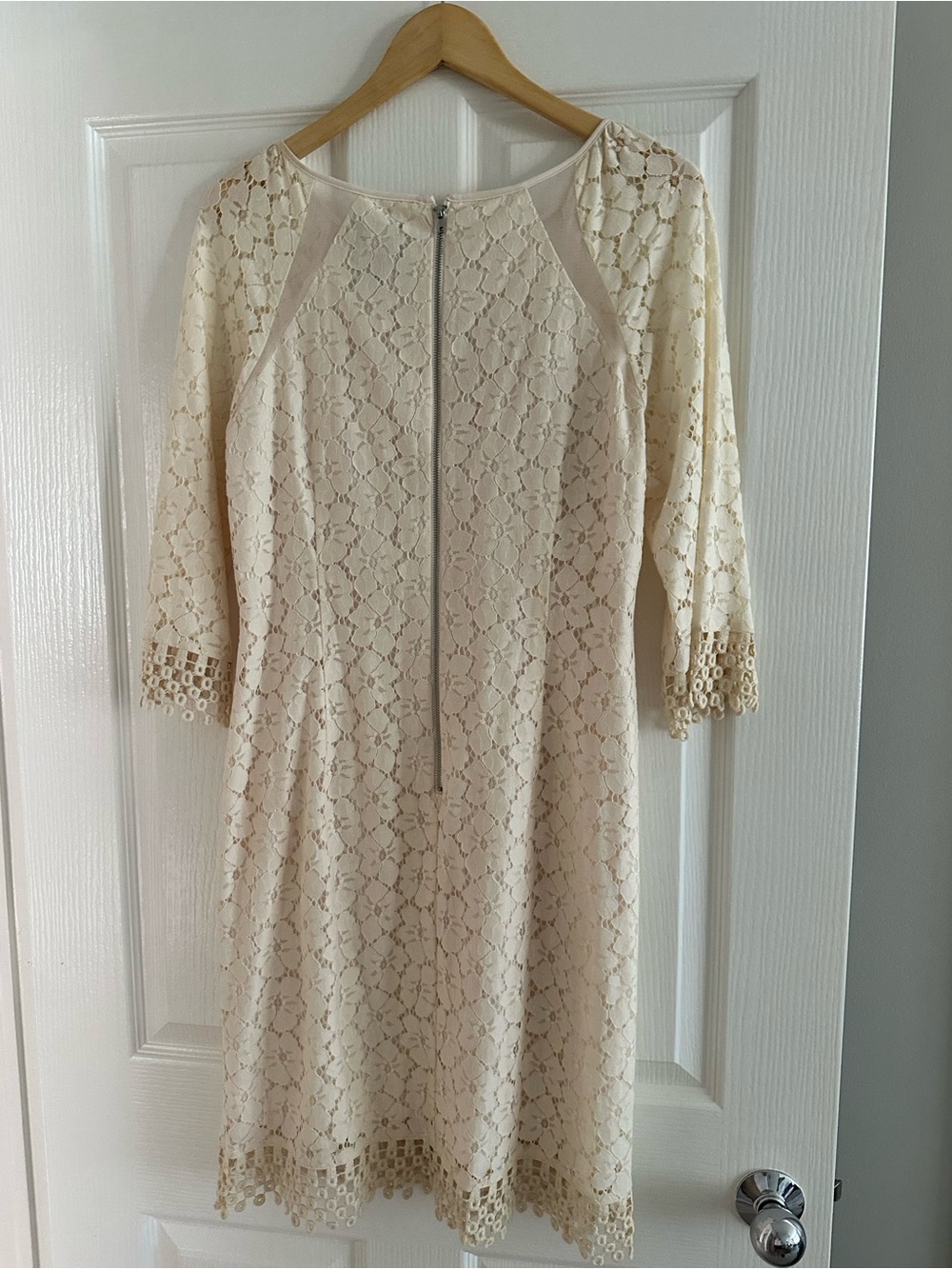 Adrianna Papell Cream Lace Midi Dress with Keyhole - Picture 2 of 3